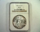 1988 TWO SIDE TONING / COLOR AMERICAN SILVER EAGLE NGC MS69 BROWN LABEL PQ