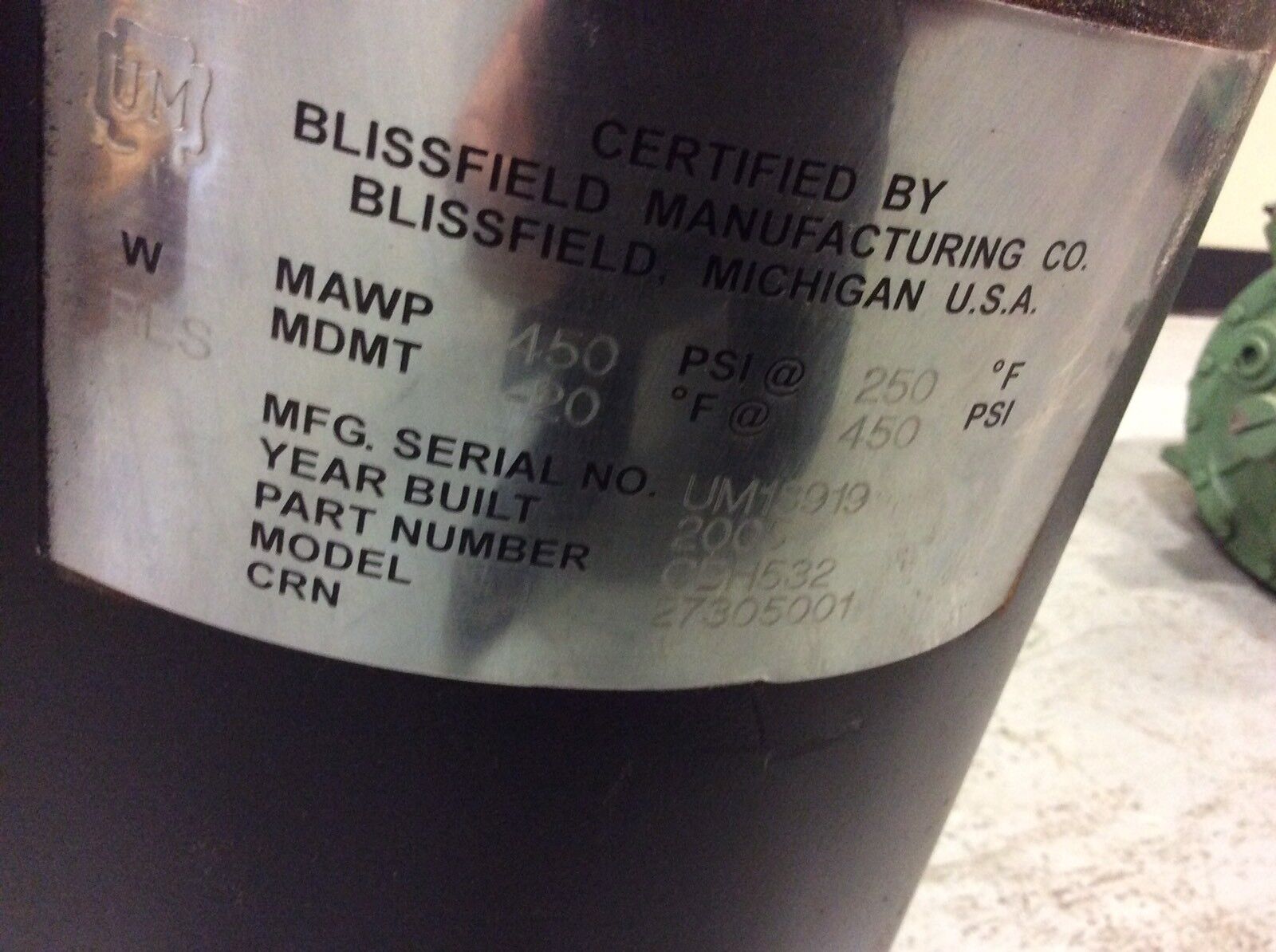 BLISSFIELD MFG. CBH532 VERTICAL AIR RECEIVER TANK eBay