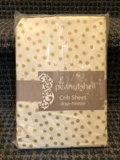 Peanut Shell Fitted Crib Sheet - White - Gild Polka Dots NWT 100 Cotton