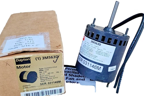 OEM Dayton 3M563D HVAC Motor 1/40 HP, 1550 RPM, 115Vac