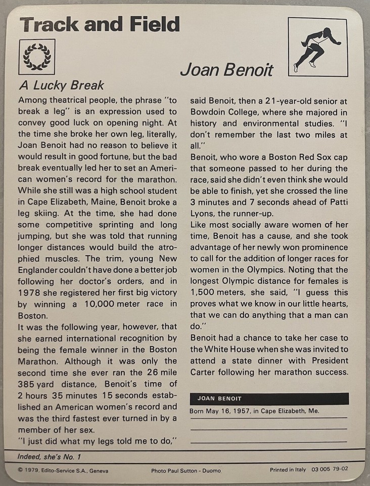 1979 Sportscaster Carte Track and Field Bob Beamon Carte Française