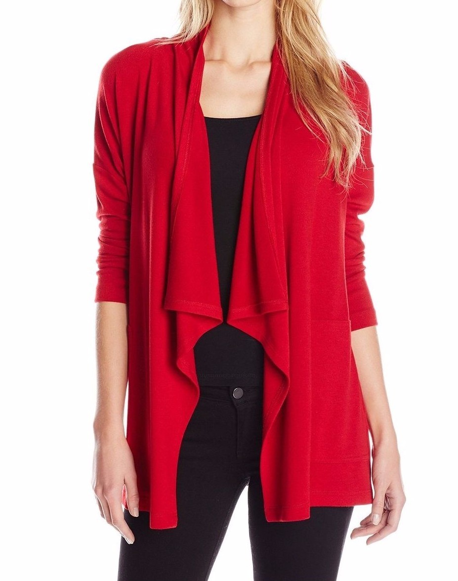 red open front cardigan sweater