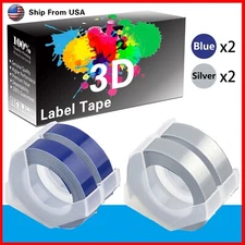 (2Blue+2Silver) LabelTape For Dymo Organizer Xpress Pro (12966)