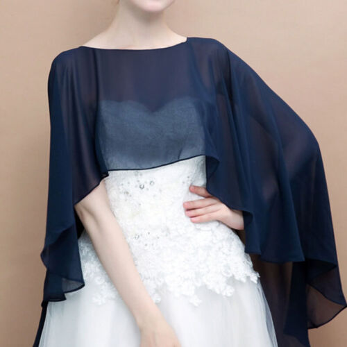 Damen Chiffon Schal Wickel Lang Cape Jacke Braut Hochzeit Achselzucken für Abendkleid - Bild 16 von 21