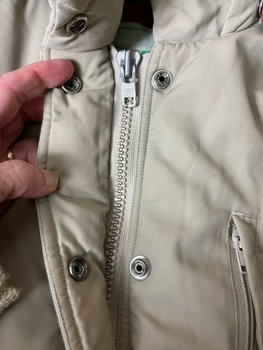 VTG 80s/90s Eastern Mountain Sports Men’s M Beige Down Puffer Hooded Zip Coat - Picture 5 of 19
