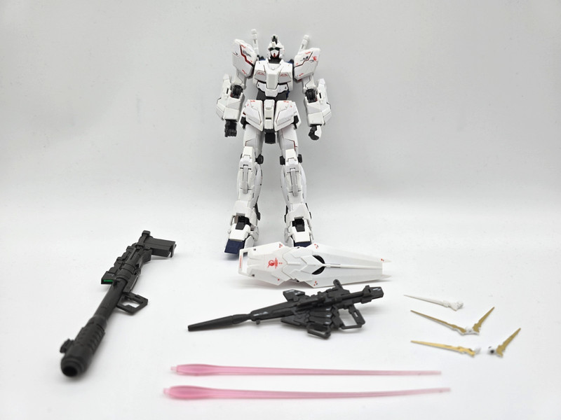 Built RG Gundam Unicorn model kit 1/144, Bandai Gunpla