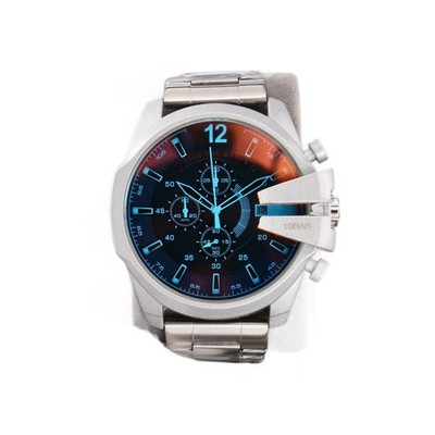 Diesel Only The Brave Chronograph Men s Watch 10BAR Blue Dial Brown Leather StrP