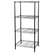 Wire Shelving Unit, 18"D X 60"W X 63"H, 4 Shelves, Black, 32V402