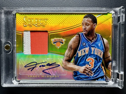 2013-14 Panini Select Tracy McGrady Prime Gold Prizm GU Patch Auto 04/10
