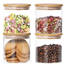 4 Pack Glass Jars With Airtight Bamboo Lids Glass Kitchen Canisters Clear Contai