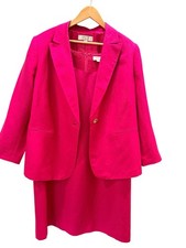 Tahari ArthurLevine Pink Linen Blend Dress & Blazer Suit Set 18W Magenta Fuchsia