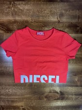 Diesel Cropped Logo T-Shirt Red/White girl 8Y