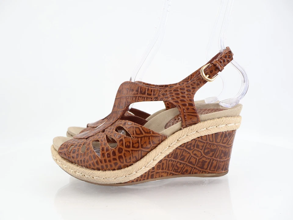 Sandalia Earthies para mujer Bali talla 8 cuña con cordones marrón cuero de cocodrilo cómoda Foto 4 de 4