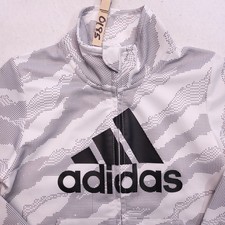 Adidas Zip Up Casual Long Sleeve Sweatshirt Youth Boys Size 4 White Gray Black