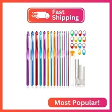 Vodiye 14 Sizes Crochet Hooks Set 2.0–10.0mm, Colorful Metal Crochet Needles, Er