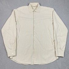 Burberry London Shirt Men's Size L Striped Beige Long Sleeve Button Up Large