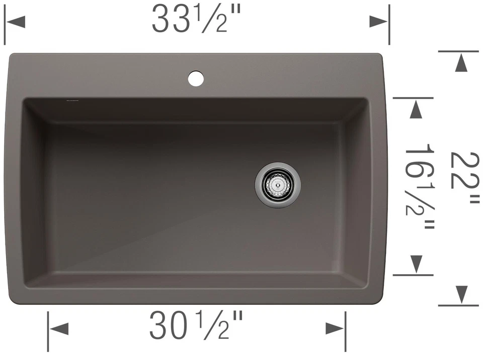 Blanco 440195 钻石 33-1/2 英寸双底座单盆 SILGRANIT - 松露 — 第 3/4 张图片