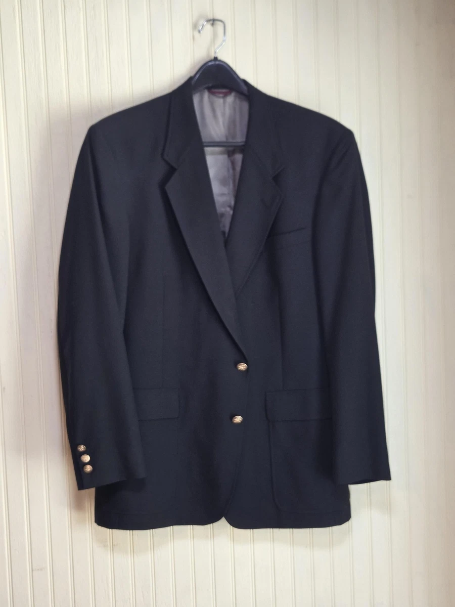 Blazer Vintage Hart Schaffner Marx – Taille 40 L – Bleu Boutons Dorés – Wool