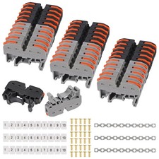 DIN Rail Terminal Blocks Kit, 30PCS Universal Compact Wire Wiring Connector with