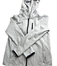 GapFit Boys Hooded Zip Up Light Weight Jacket Grey with Black, EUC, Size: M