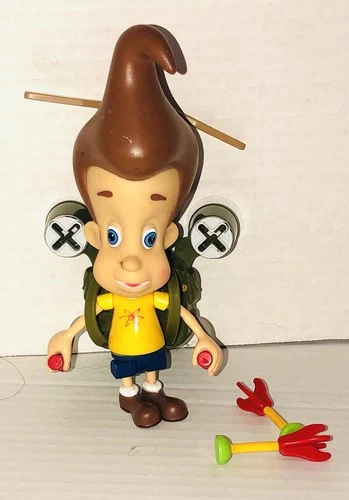 Jimmy Neutron Action Figure – Backpack Propeller Toy – Nickelodeon Vintage 2000s