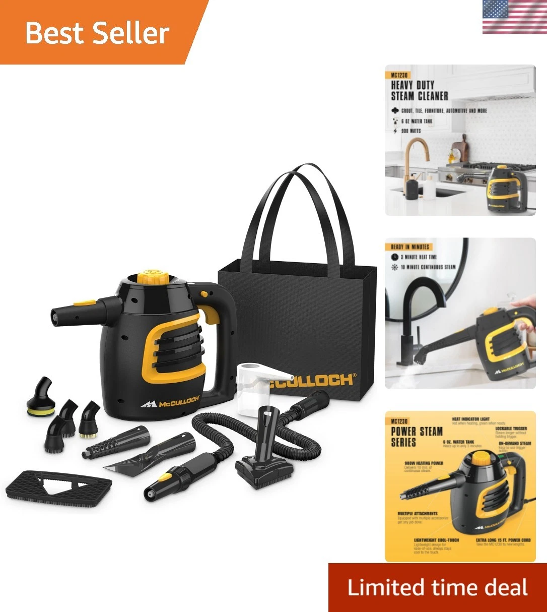 MC1230 Handheld Steam Cleaner, 10 Minute Runtime, 11 Accessories: Jet Nozzle,...
Opens in a new wind