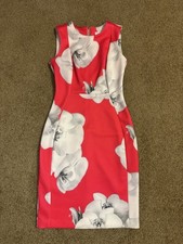 CALVIN KLEIN Dress Pink Floral Scuba Sheath Sleeveless Classic Party Wedding 4