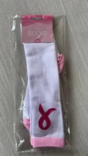 PINK AND WHITE WARRIOR   breast cancer awareness  socks Knee high socks