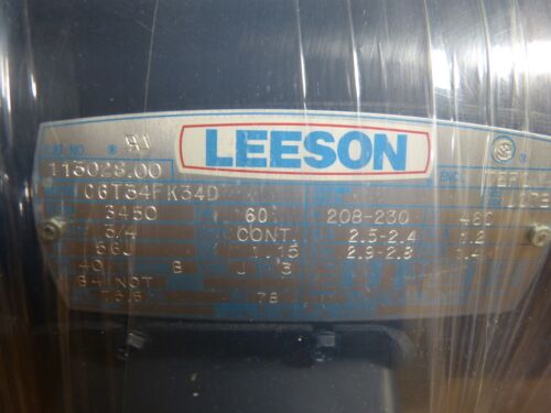 Leeson 113028.00 3/4HP AC Electric Motor 3450RPM 208-230/460 3PH C56J Frame - Picture 2 of 3