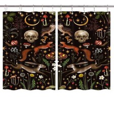 Gothic Garden Curtains Window Drapes 2 Panel Set with Hooks Waterproof Fabric