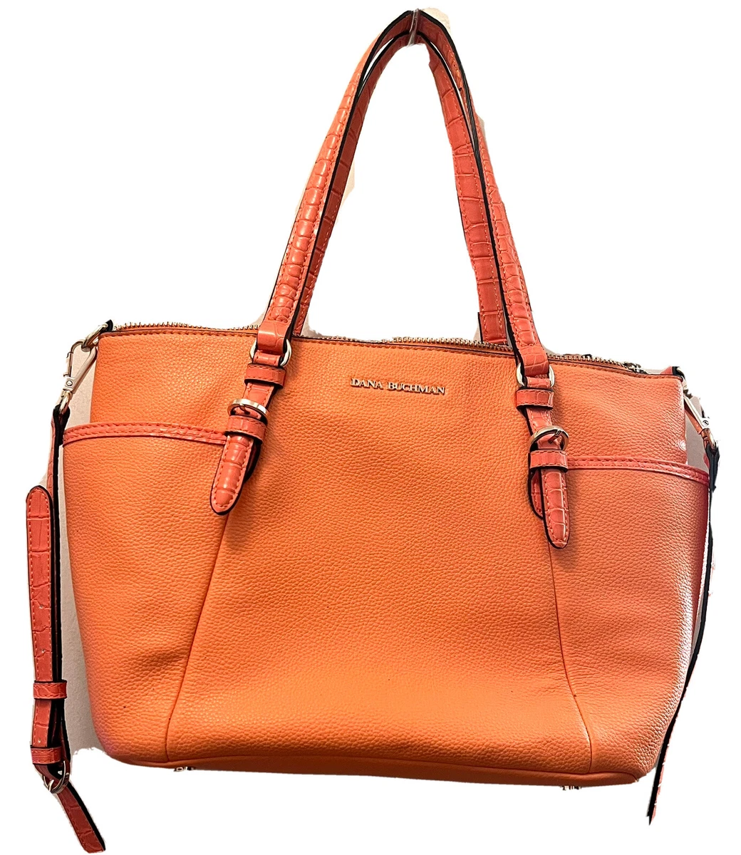 DANA BUCHMAN CONVERTIBLE SHOULDER SATCHEL TOTE BAG ORANGE FAUX