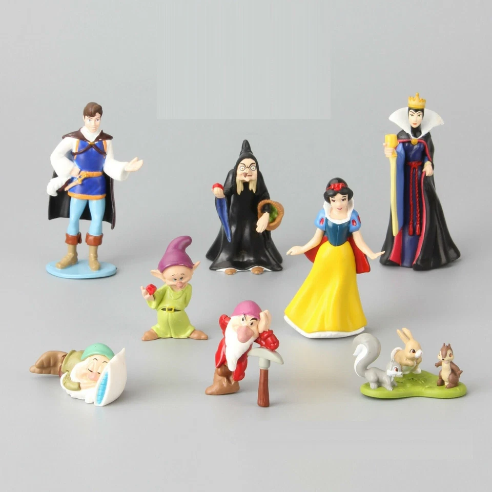 8 pcs Princess Snow White & The Seven Dwarfs Evil Queen Cake Topper Figures Toy - Image 2 of 4