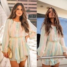 Loveshackfancy Banou Ruffle Tiered Rainbow Mini Dress Multi Horizon NWT
