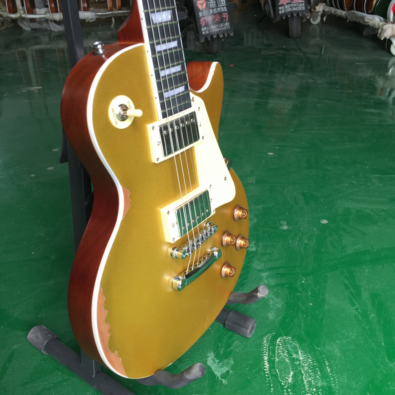 Lp Gold Top Relic 57 Style Electric Guitar Chambered Lightweight Body