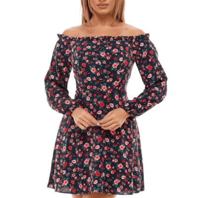 red and navy blue combination dress Final Sale main image 1
