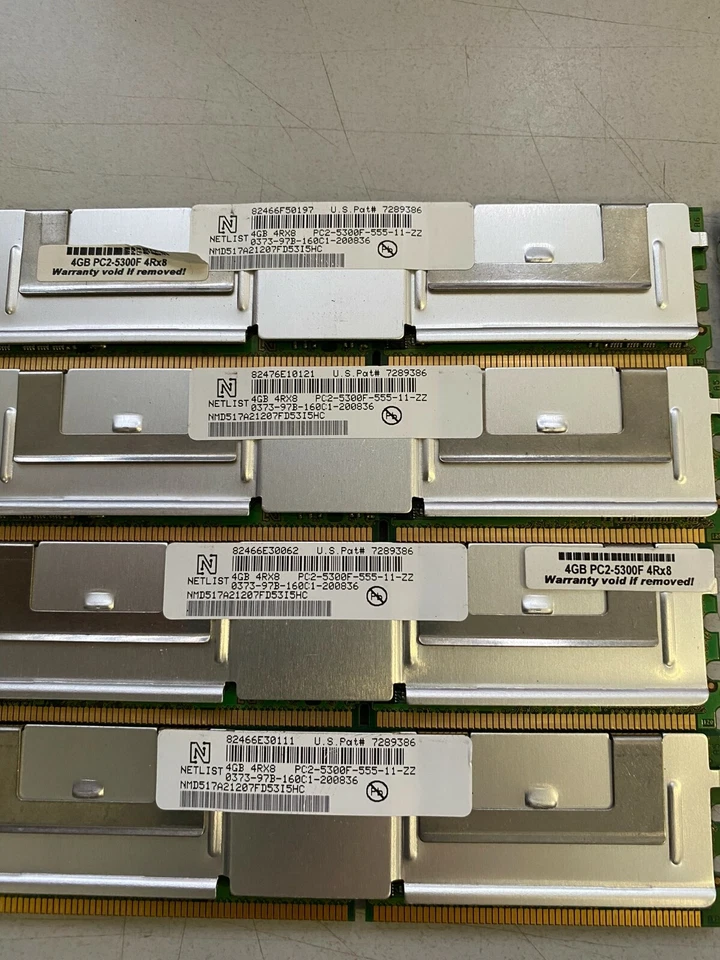 NETLIST 4GB PC2-5300F 2Rx4 CL5 240-Pin (NMD517A21207) DIMMs (Lots of 8) - Image 2 of 3
