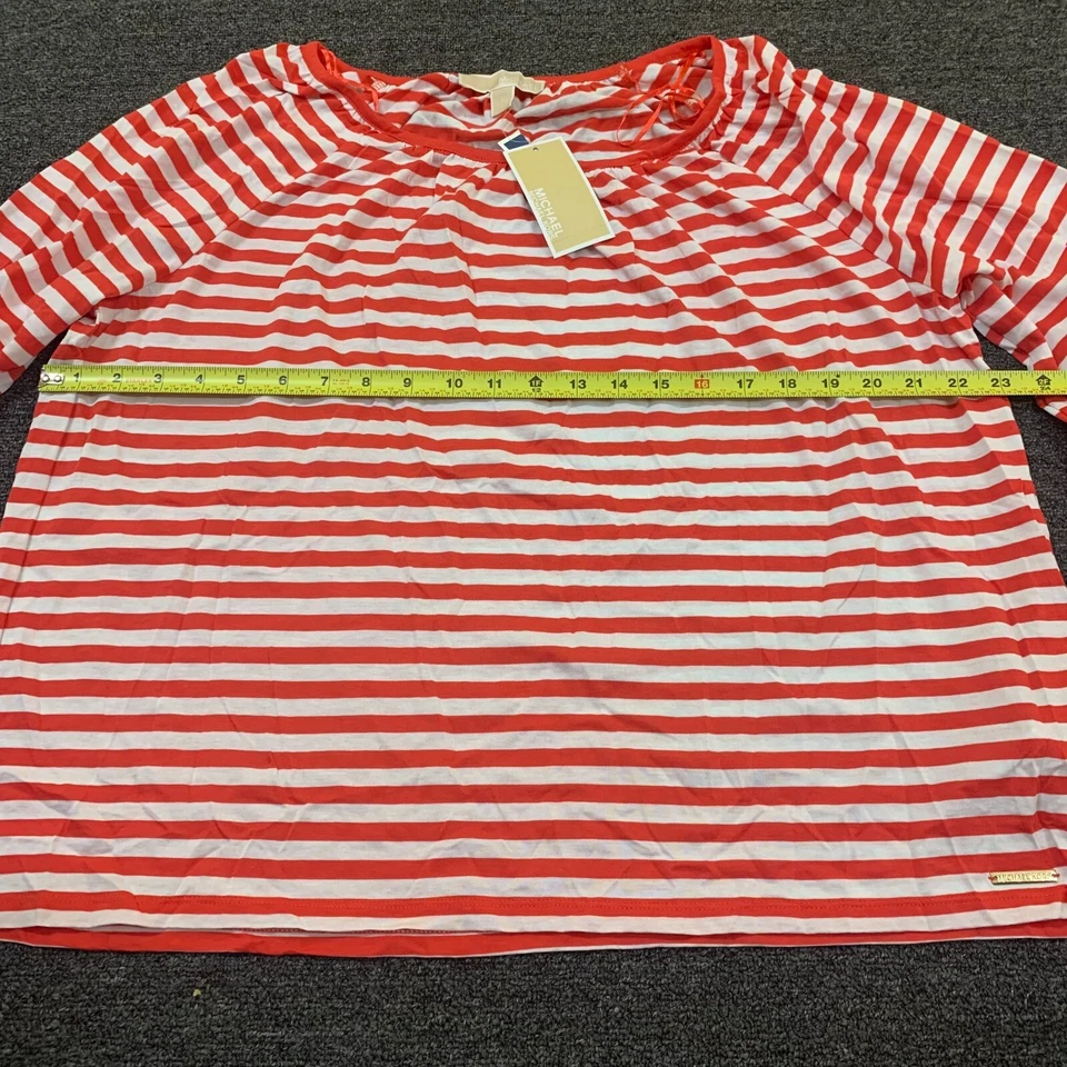 Camiseta informal Michael Kors blusa a rayas para mujer - talla L roja NUEVA NUEVA CON ETIQUETAS Foto 3 de 4