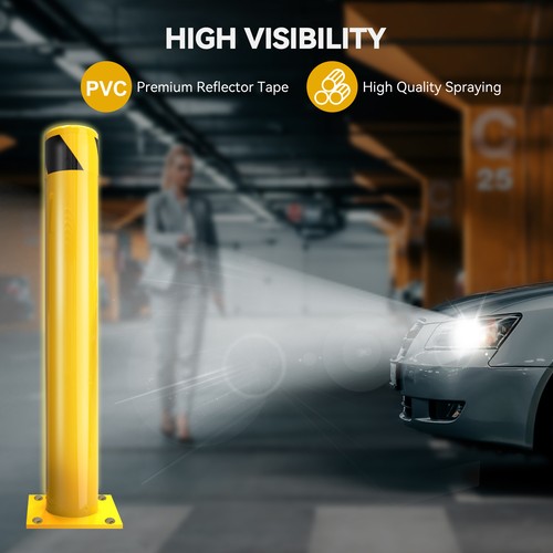 36" x 4.5" Safety Bollard Post 1/4 PACK Steel Bollards for Warehouse Yellow - Picture 7 of 10