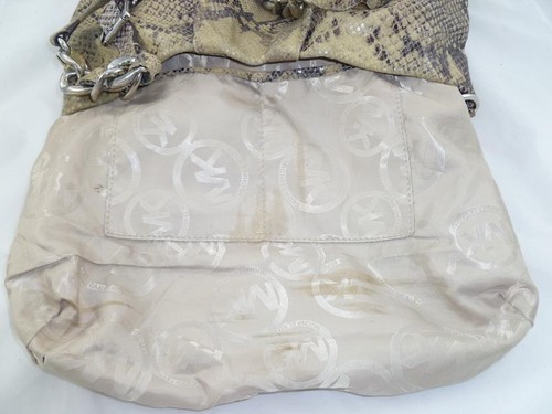 MICHAEL KORS USED/WEAR PYTHON EMB LEATHER CONVERTIBLE HOBO/SHOULDER BAG ID CHAIN - Bild 12 von 12