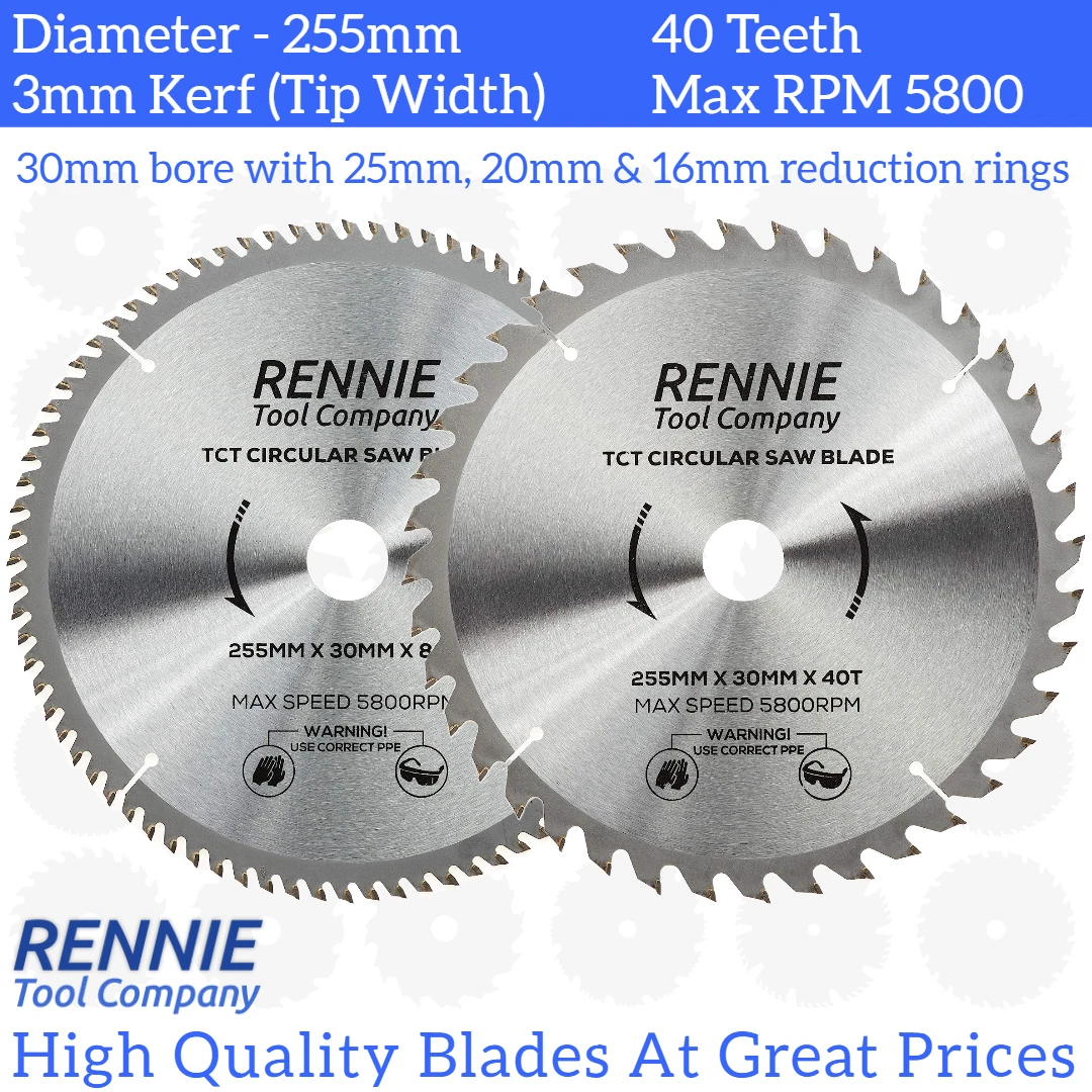2 x 255mm x 40T 80T TCT Circular Wood Saw Blades for Dewalt