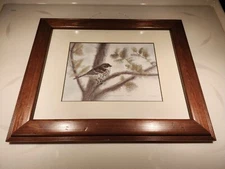 P. FRENCH YELLOW RUMPED WARBLER ART PRINT 46/500 WOOD FRAMED, MATTED UNDER GLASS