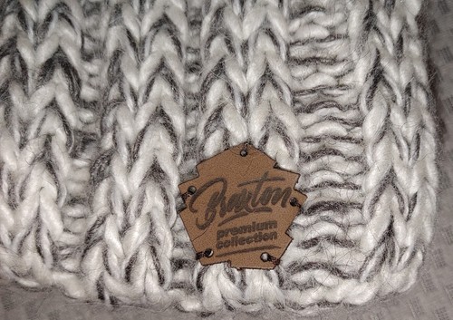 Braxton Beanie Made In Ukraine Cable Knit Winter Hat White/Gray Alpaca Wool Fur - Picture 4 of 10