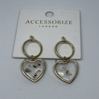 Accessorize  Dangle Earring Gold Tone,Heart Shaped.