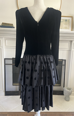 Vtg Donna Morgan Black Velvet & Taffeta Tiered Drop Waist Party Dress Size 11/12 | eBay Vtg Donna Morgan Black Velvet & Taffeta Tiered Drop Waist Party Dress Size 11/12 | eBay