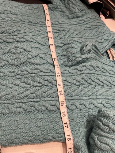Aran Crafts Women S 1/2 Zip TurquoisCable Fisherman Wool Sweater M2 - Picture 13 of 13