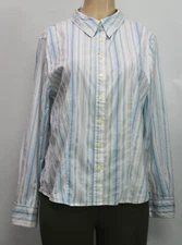 Attention Women's Button Up Shirt Stripes Stretch Long Sleeve Multicolor Size XL
