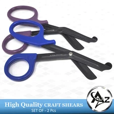 2x Heavy Duty Leather Cutting Scissors Tough Fabric DIY Craft Shears Sharp 7.25"