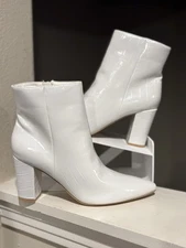 Rollda Zipper Ankle Boots Suede/PU Pointed Toe Block Heel Booties Womens Sz 8.5