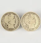 1906 D & 1907 D Barber Half Dollar Silver Coins VG+ / F Denver Mint - KM# 116