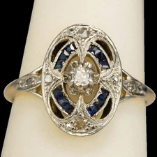 Art Deco Vintage Round Cut Diamond Engagement Wedding Ring 14K White Gold Finish